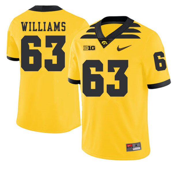 2019 Men #63 Spencer Williams Iowa Hawkeyes College Football Alternate Jerseys Sale-Gold